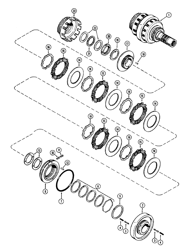 Схема запчастей Case 580 - (095E) - A38926 CLUTCH, TWIN DISC, FORWARD (21) - TRANSMISSION