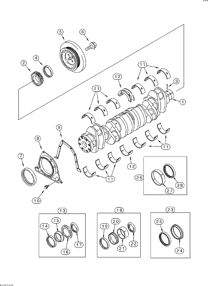 Схема запчастей Case 1150H - (02-19) - CRANKSHAFT (02) - ENGINE