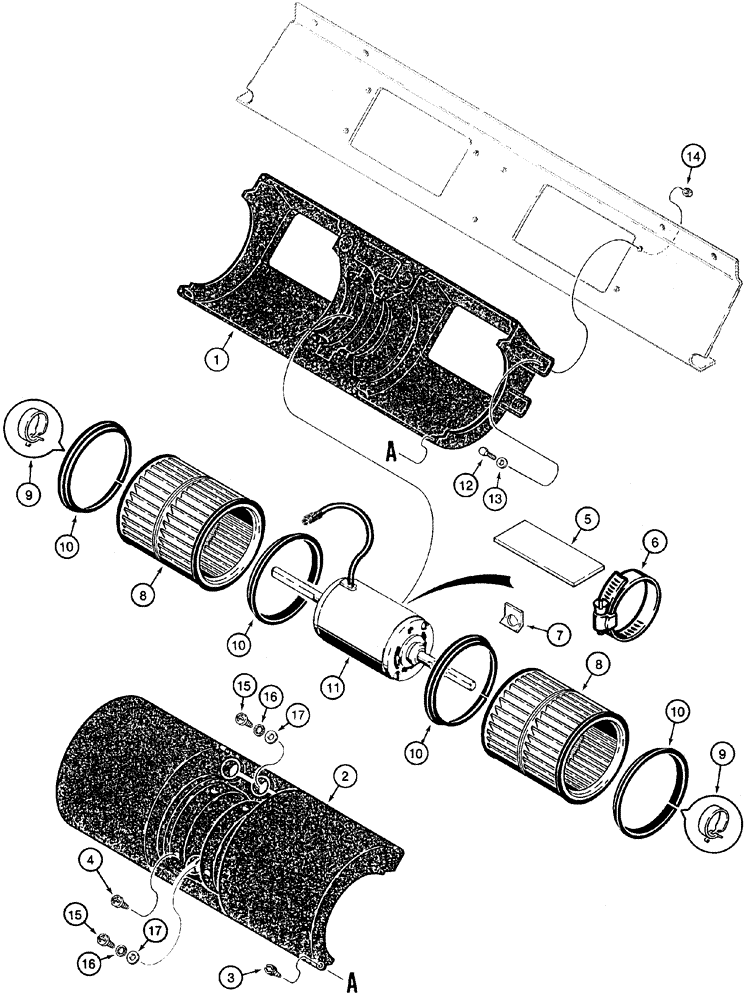 Схема запчастей Case 1150H - (04-21) - BLOWER - CONDENSER, AIR CONDITIONING (04) - ELECTRICAL SYSTEMS