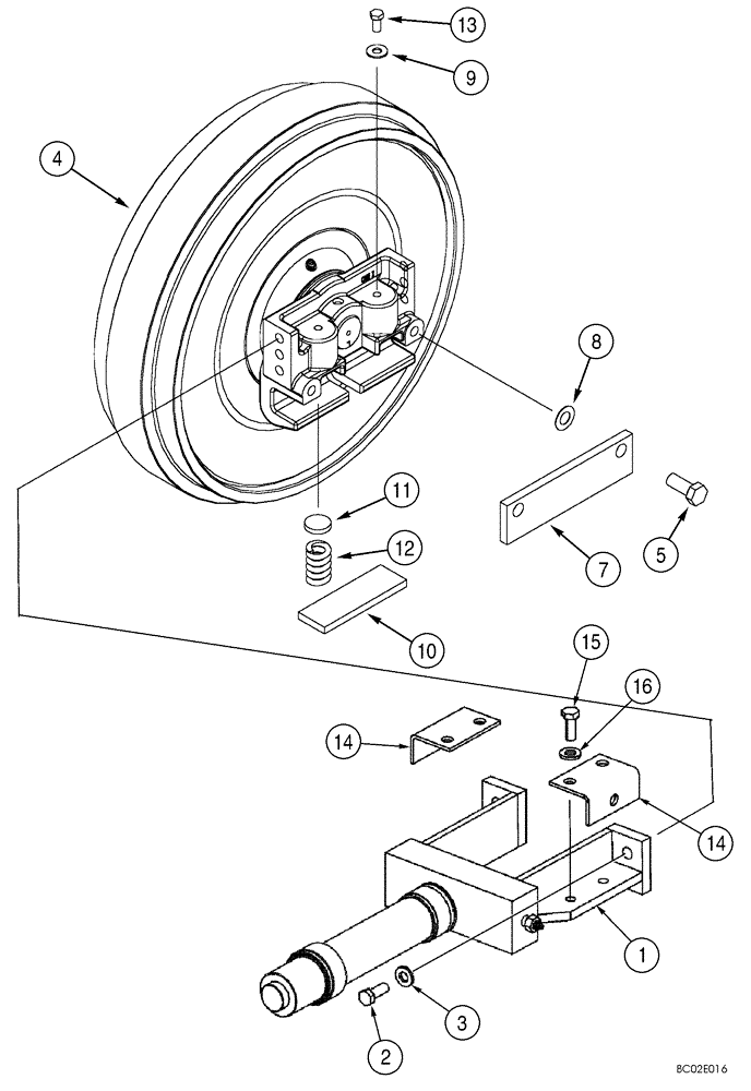 Схема запчастей Case 650K - (05-04) - TRACK ADJUSTER AND IDLER - MOUNTING - 650K (11) - TRACKS/STEERING