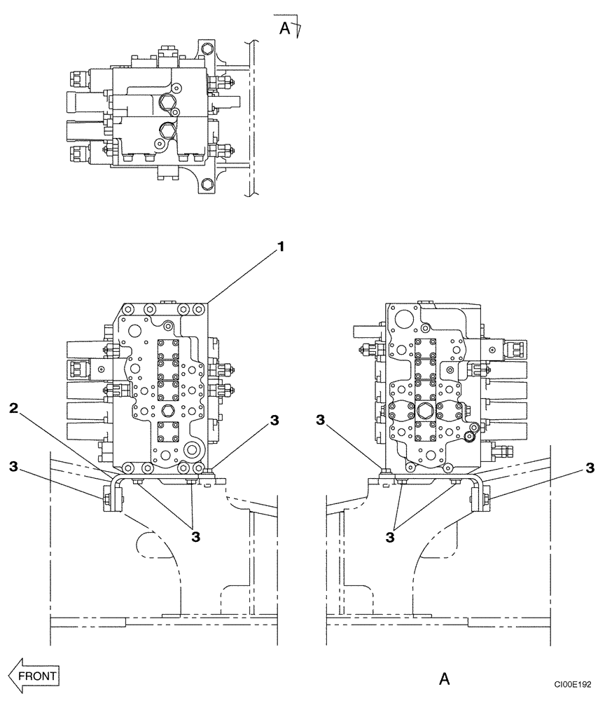 Схема запчастей Case CX210 - (08-40) - CONTROL VALVE - SUPPORT (08) - HYDRAULICS