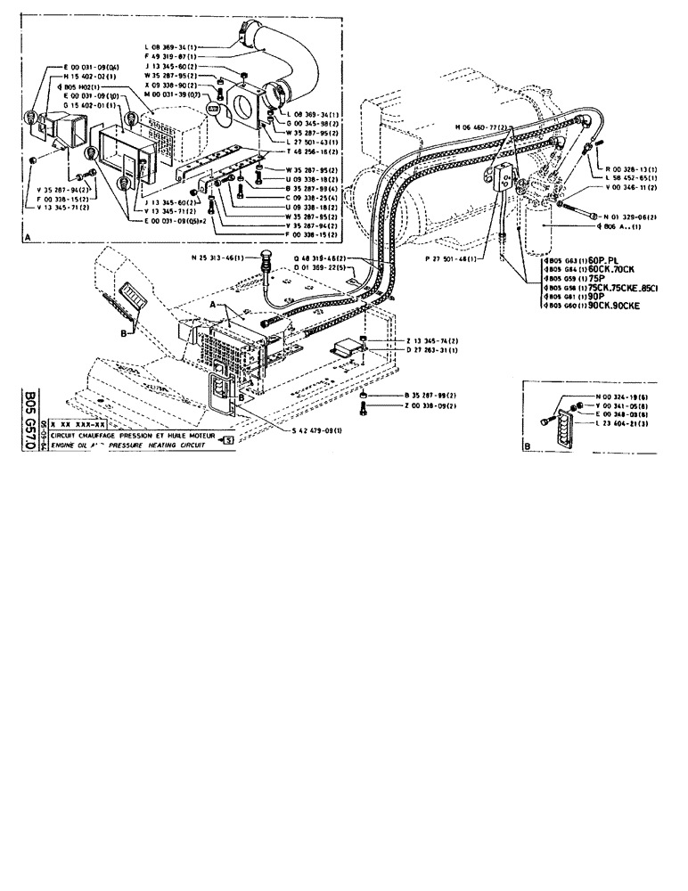 Схема запчастей Case 90BCL - (119) - ENGINE OIL AND PRESSURE HEATING CIRCUIT (01) - ENGINE