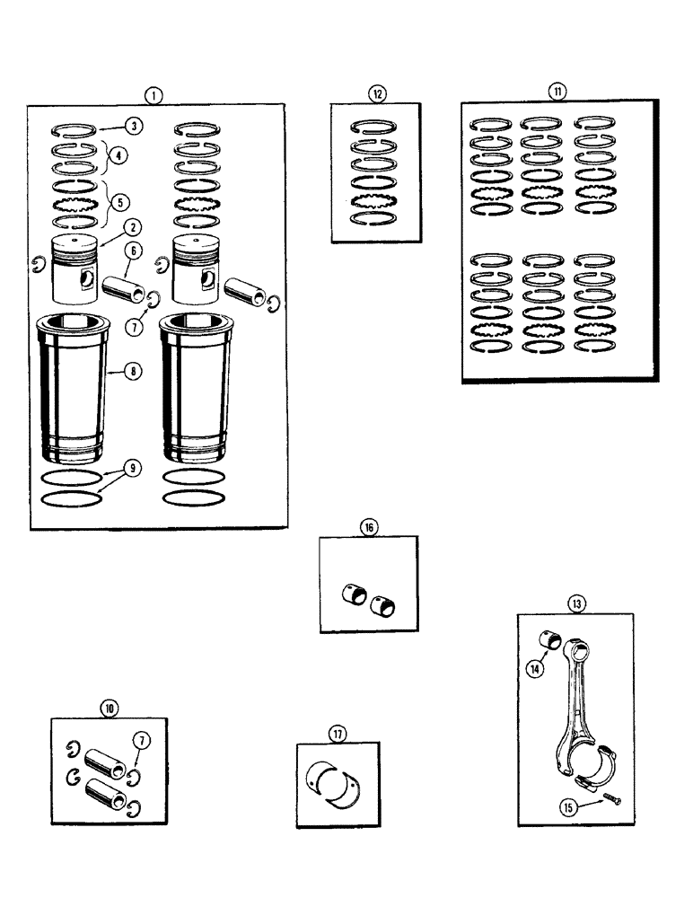 Схема запчастей Case W10 - (018) - PISTON ASSEMBLY AND CONNECTING RODS (02) - ENGINE