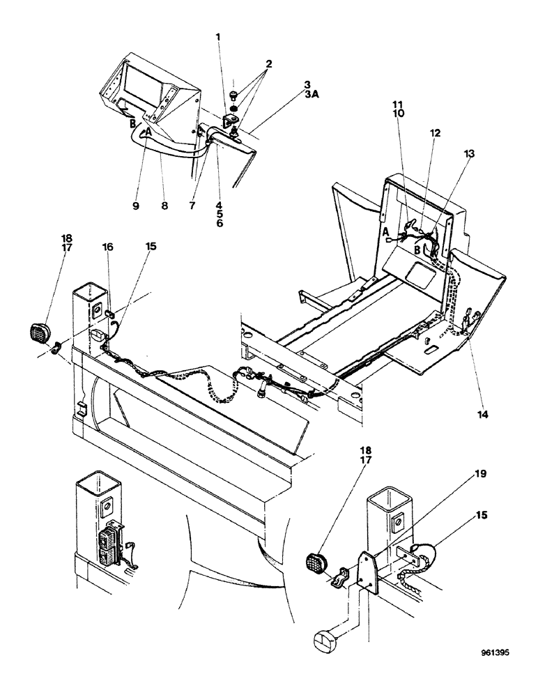 Схема запчастей Case 580G - (522) - REAR FOG LIGHT - SIDESHIFT BACKHOE (09) - CHASSIS/ATTACHMENTS