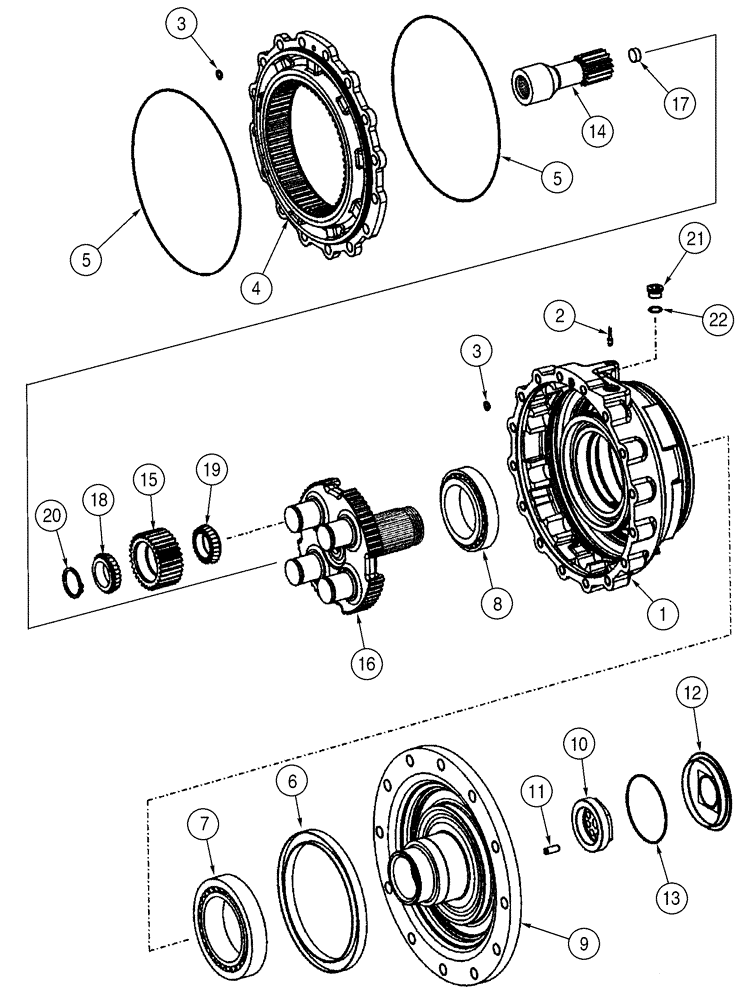 Схема запчастей Case 621E - (06-45) - AXLE, FRONT - HUB, PLANETARY - PRIOR TO P.I.N. N8F203848 (06) - POWER TRAIN