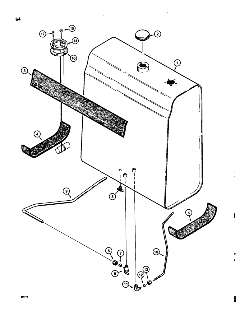 Схема запчастей Case 580D - (064) - FUEL TANK AND FUEL LINES (03) - FUEL SYSTEM