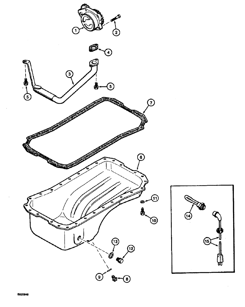 Схема запчастей Case 590 - (2-28) - OIL PUMP AND OIL PAN, 4T-390 ENGINE, ENGINE OIL HEATER (02) - ENGINE