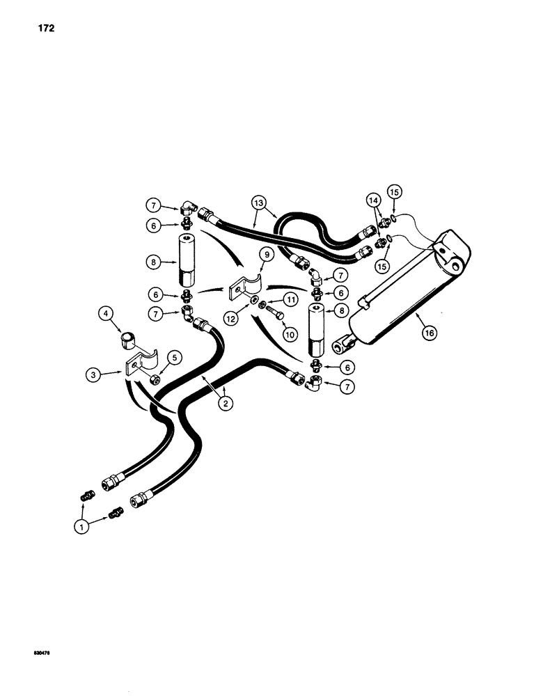 Схема запчастей Case 1280 - (172) - WRIST-O-TWIST HYDRAULIC LINES (07) - HYDRAULIC SYSTEM