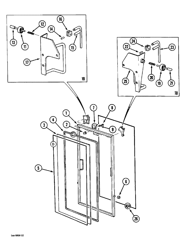 Схема запчастей Case 1088 - (9E-22) - CAB WINDSHIELD, P.I.N. FROM XXXXX AND AFTER, P.I.N. FROM 106901 AND AFTER (09) - CHASSIS/ATTACHMENTS