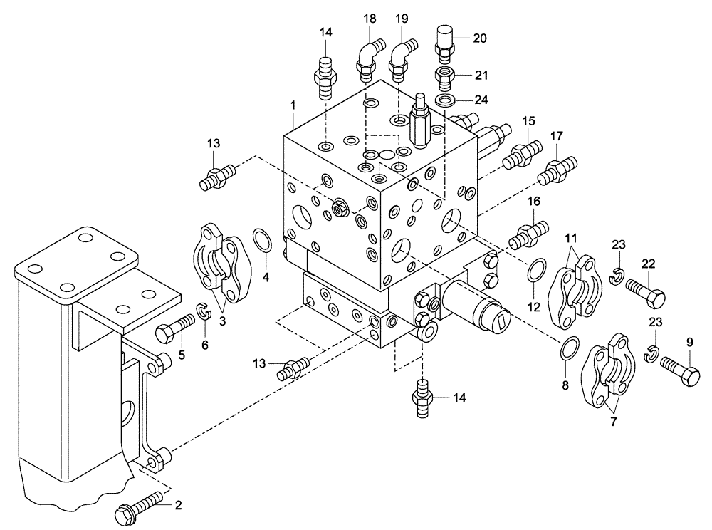 Схема запчастей Case 335B - (72A00030721[001]) - DISTRIBUTOR, DUMP HYDRAULICS (87603053) (19) - OPTIONS