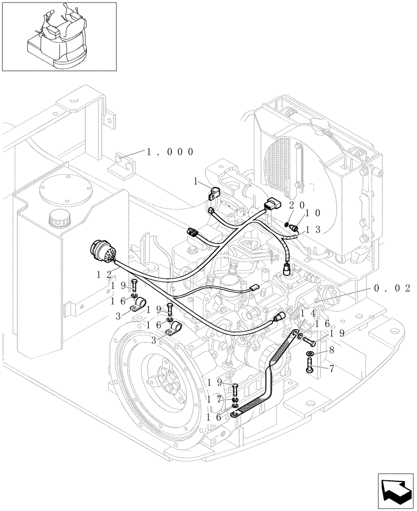 Схема запчастей Case CX16B - (1.220[07]) - ELECTRIC SYSTEM - ENGINE HARNESS (55) - ELECTRICAL SYSTEMS