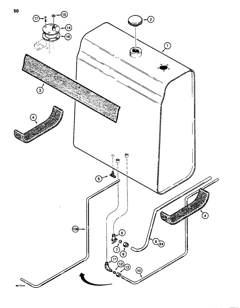 Схема запчастей Case 480D - (050) - FUEL TANK AND FUEL LINES (10) - ENGINE