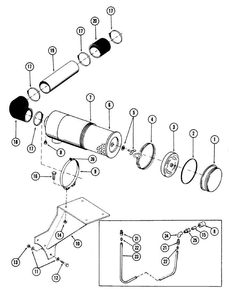 Схема запчастей Case 50 - (2-16) - AIR CLEANER AND ATTACHING PARTS FOR: DETROIT DIESEL 6V-53 ENGINE (02) - ENGINE