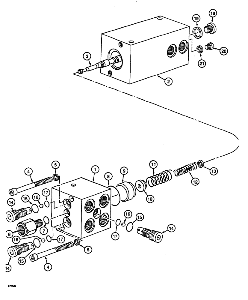 Схема запчастей Case 688 - (7-28) - BRAKE RELEASE VALVE, P.I.N. FROM 74123 TO 74127 (07) - BRAKES