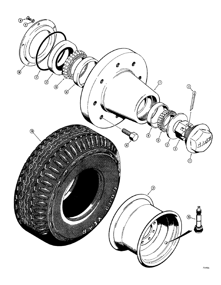 Схема запчастей Case 780 - (164) - FRONT WHEELS & TIRES (05) - STEERING