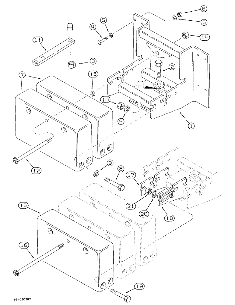 Схема запчастей Case 580SK - (9-082) - REAR COUNTERWEIGHT AND DRAWBAR, SPECIAL PARTS USED TO MOUNT (09) - CHASSIS/ATTACHMENTS