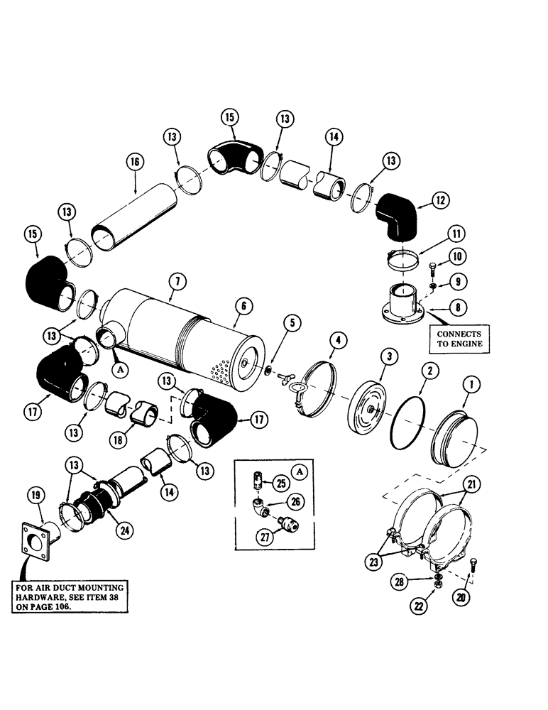 Схема запчастей Case 40 - (074) - AIR CLEANER AND ATTACHING PARTS FOR: DETROIT DIESEL 4-71 ENGINE. (10) - ENGINE