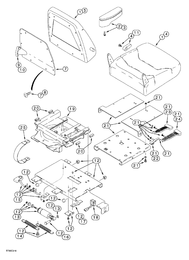 Схема запчастей Case 580SL - (9-111C) - DELUXE AIR SUSPENSION SEAT, SEAT, SLIDE AND SWIVEL ASSEMBLY (09) - CHASSIS/ATTACHMENTS