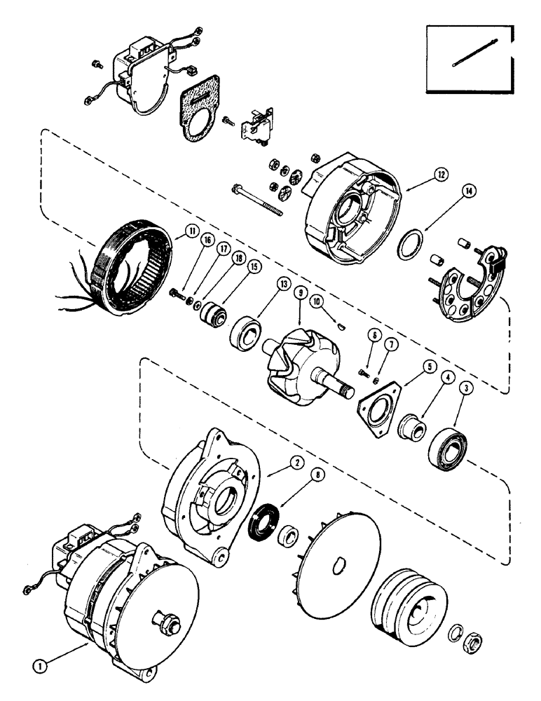 Схема запчастей Case 880B - (048) - ALTERNATOR, (USED ON UNITS WITH PIN 6201617 AND 6201619 AND AFTER) (06) - ELECTRICAL SYSTEMS