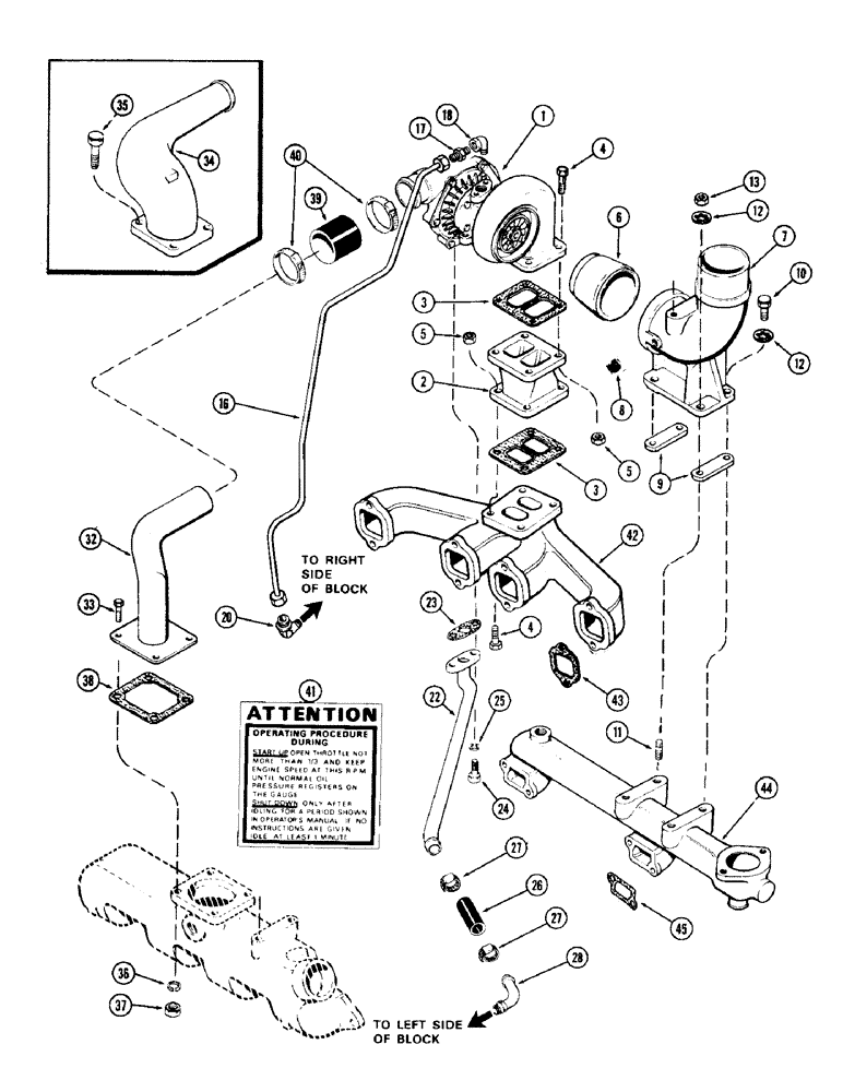 Схема запчастей Case 780 - (038) - TURBOCHARGER CONVERSION KIT, TO ADAPT A NATURALLY ASPIRATED ENG TO BE TURBOCHARGED ENG (02) - ENGINE