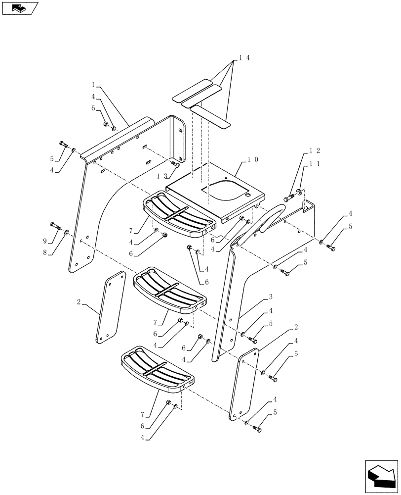 Схема запчастей Case 821F - (90.118.04) - RIGHT STEP WIDE INSTALLATION (90) - PLATFORM, CAB, BODYWORK AND DECALS