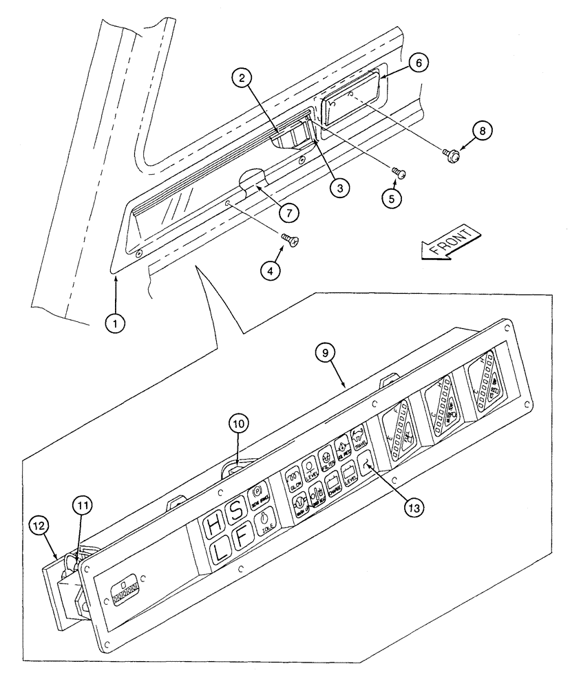 Схема запчастей Case 9020 - (4-12) - INSTRUMENT CLUSTER AND MOUNTING (04) - ELECTRICAL SYSTEMS