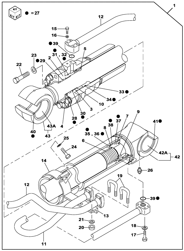 Схема запчастей Case CX350C - (08-057[01]) - BOOM CYLINDER - RIGHT - WITHOUT SAFETY VALVE (08) - HYDRAULICS