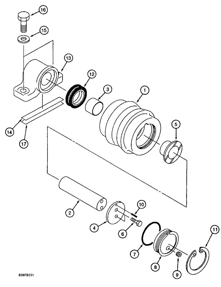 Схема запчастей Case 9030B - (5-12) - TRACK CARRIER ROLLER, ALL MODELS EXCEPT TIMBER KING MODELS (11) - TRACKS/STEERING