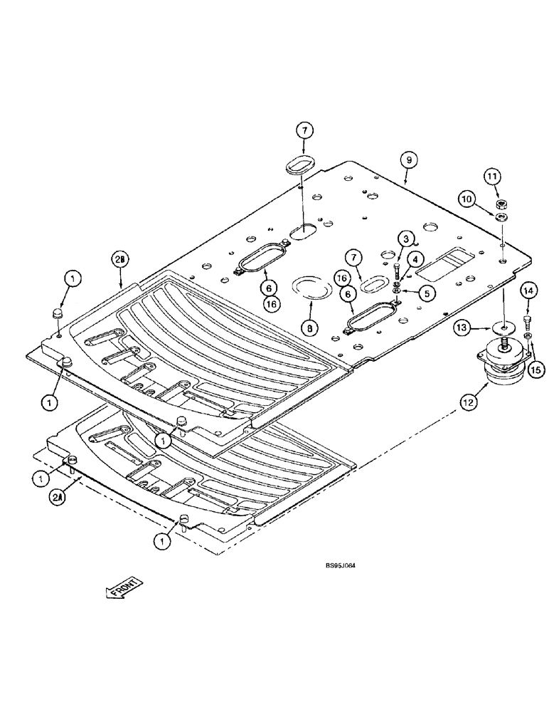 Схема запчастей Case 9060B - (9-040) - CAB FLOOR, MOUNTING AND FLOOR MATS (09) - CHASSIS