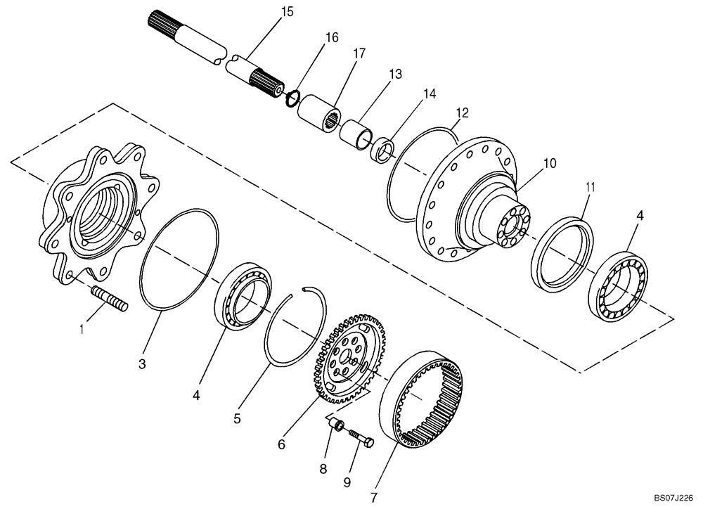 Схема запчастей Case 221E - (02.222[2988739000]) - WHEEL HUB REAR FOR REAR AXLE (4552421) (27) - REAR AXLE SYSTEM