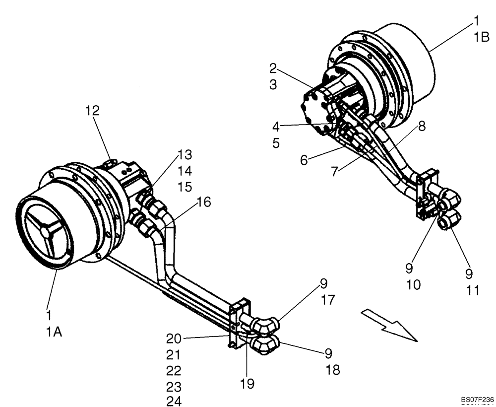 Схема запчастей Case 440CT - (06-03A) - HYDROSTATICS - DRIVE MOTORS (440CT) (06) - POWER TRAIN