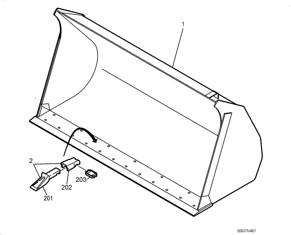 Схема запчастей Case 221D - (64.201[4552712000]) - LOADING BUCKET 1000L 2100L M3 M.Z. (82) - FRONT LOADER & BUCKET