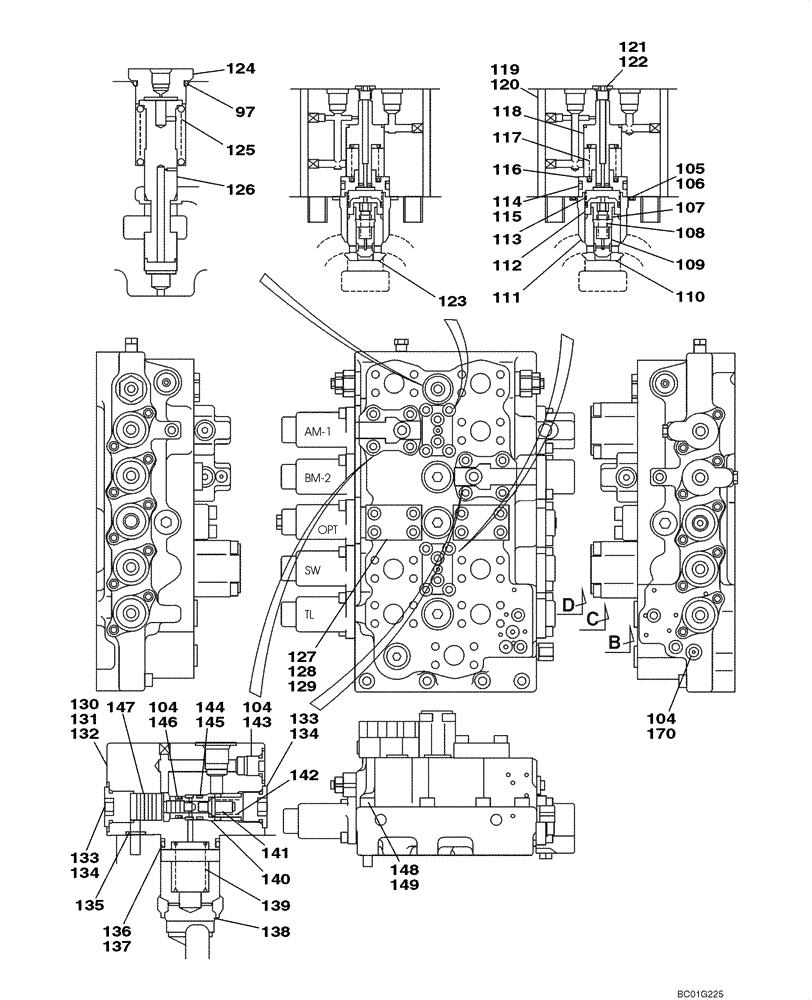 Схема запчастей Case CX800 - (08-69) - VALVE ASSY - CONTROL (08) - HYDRAULICS