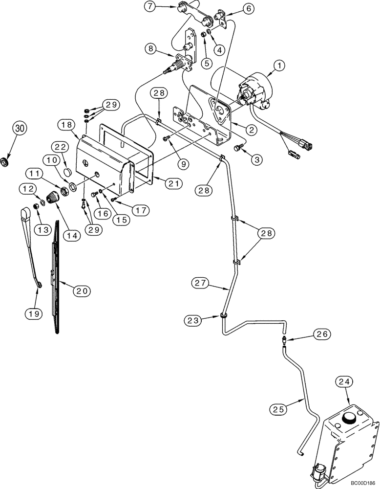 Схема запчастей Case 921C - (04-32) - CAB - WIPER, REAR (04) - ELECTRICAL SYSTEMS