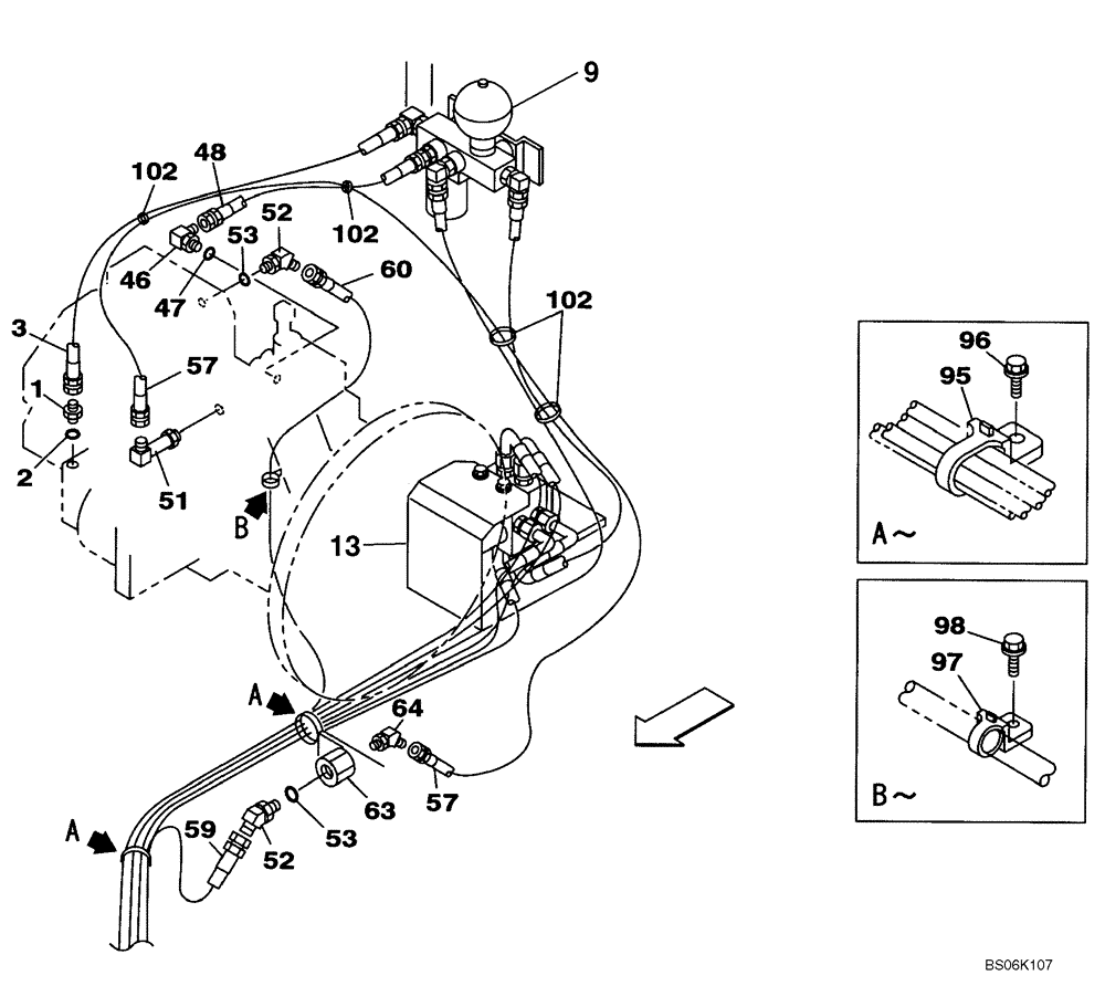 Схема запчастей Case CX460 - (08-42) - HYDRAULICS - PILOT PRESSURE, RETURN LINES (08) - HYDRAULICS