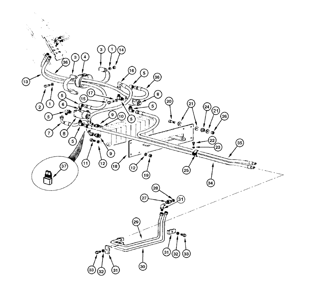 Схема запчастей Case 865 DHP - (8-054) - SCARIFIER AND RIPPER HYDRAULIC CIRCUIT (08) - HYDRAULICS