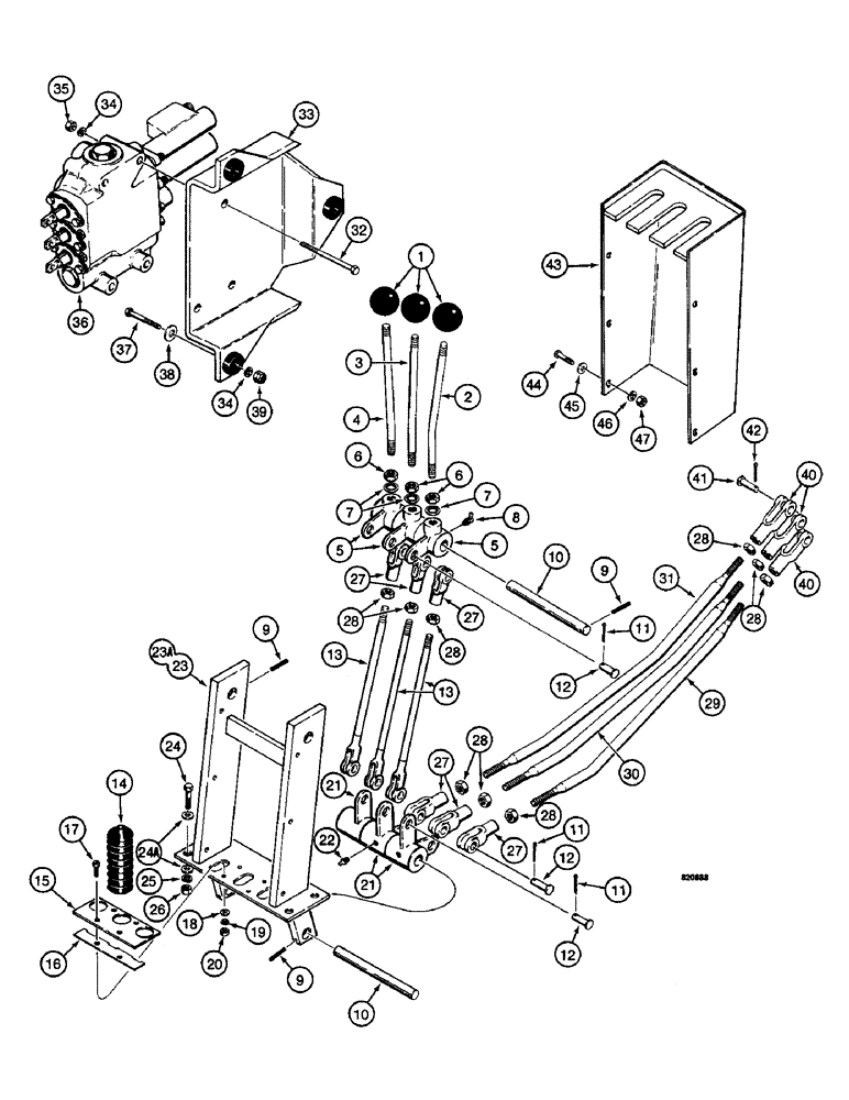 Схема запчастей Case W14 - (536) - HYDRECO LOADER CONTROL VALVE AND LEVERS (3 SPOOL), FOR PIN 9137616 AND PIN 9137624 AND AFTER (08) - HYDRAULICS