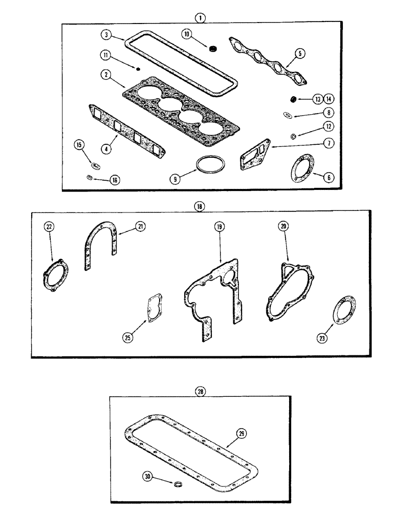 Схема запчастей Case 310G - (020) - ENGINE GASKET KITS, (188) DIESEL ENGINE (01) - ENGINE