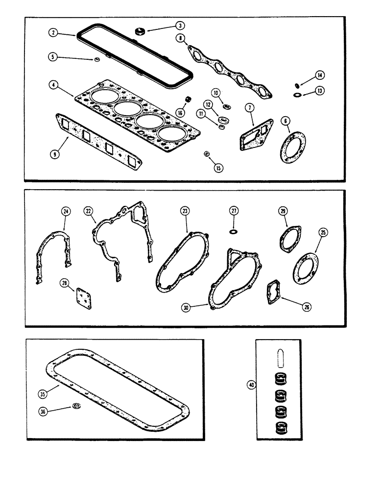 Схема запчастей Case 450 - (030) - ENGINE GASKET KITS, 207 DIESEL ENGINE, VALVE GRIND KIT (01) - ENGINE