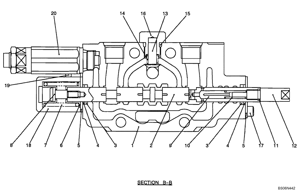 Схема запчастей Case CX17B - (08-004[00]) - VALVE SECTION, CONTROL VALVE - DOZER (PU30V00020F1) (35) - HYDRAULIC SYSTEMS