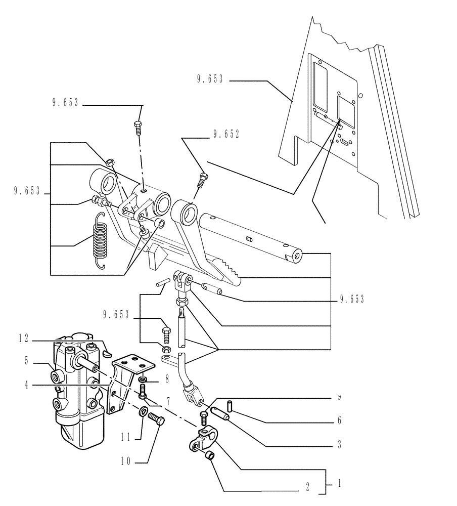 Схема запчастей Case 1850K - (2.304[01]) - BRAKE CONTROLS - COMPONENTS (07) - HYDRAULIC SYSTEM/FRAME