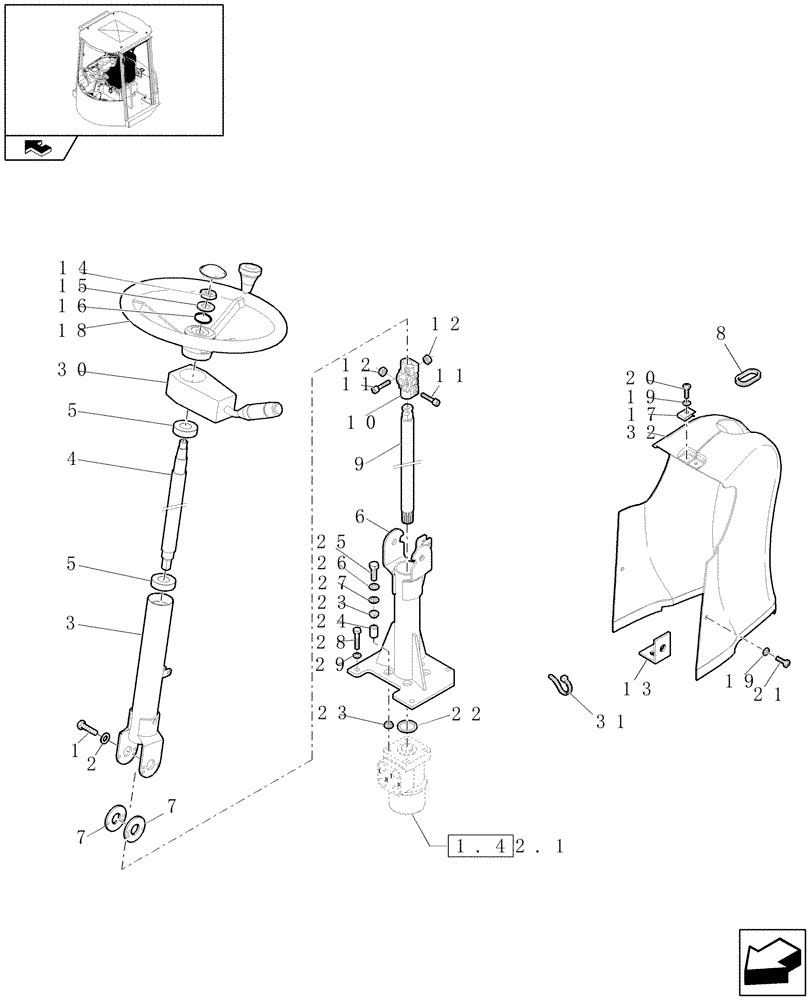 Схема запчастей Case 21E - (715[06]) - CANOPY: STEERING COLUMN ASSY (10) - OPERATORS PLATFORM