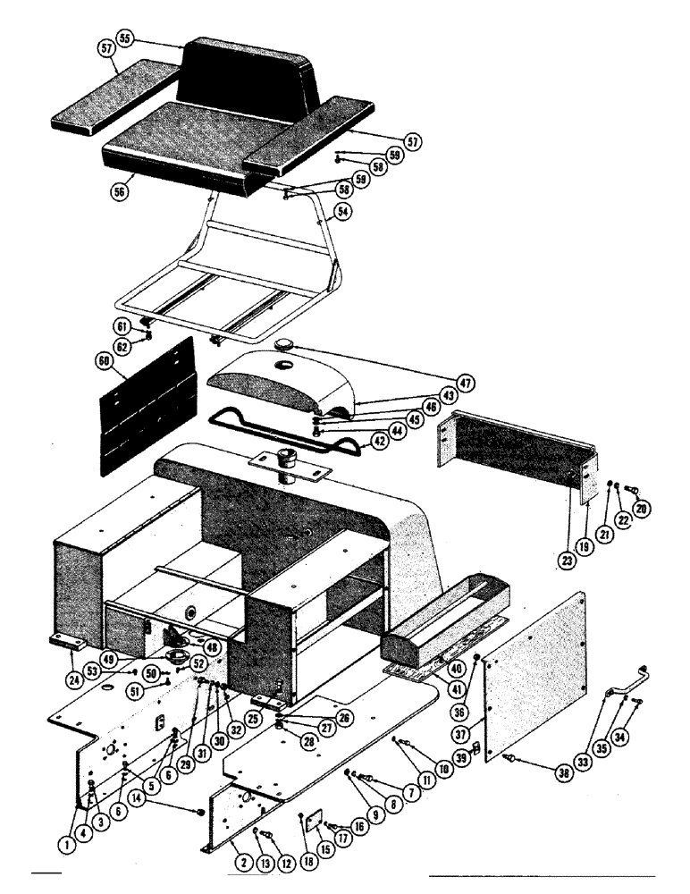 Схема запчастей Case 800 - (182) - BODY INSTALLATION - SEAT & TANK, (USED FROM SERIAL #7081201) (05) - UPPERSTRUCTURE CHASSIS