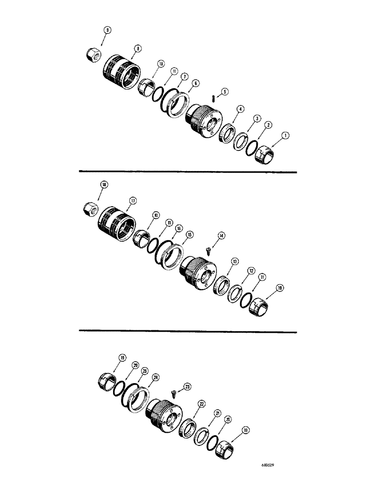 Схема запчастей Case 23 - (110) - CYLINDER PACKING KITS, USED ON D28314 BACKHOE CROWD CYLINDER D30133 CYLINDER PACKING KIT 