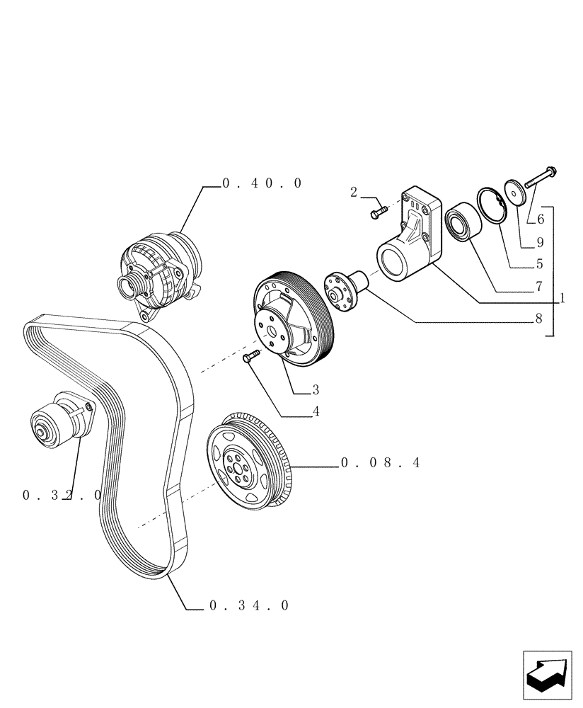 Схема запчастей Case TX842 - (0.34.5[01]) - FAN DRIVE (10) - ENGINE