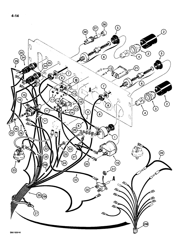 Схема запчастей Case 550 - (4-14) - INSTRUMENT PANEL WIRING (04) - ELECTRICAL SYSTEMS