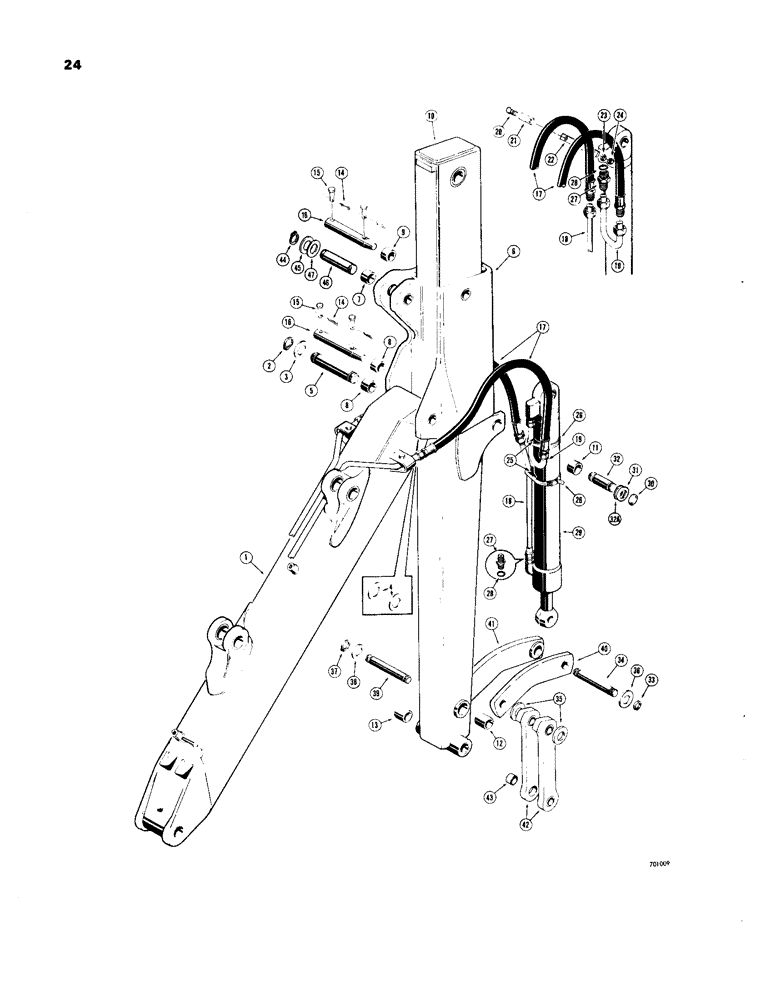 Схема запчастей Case 33 - (024) - MECHANICALLY EXTENDABLE DIPPER, BACKHOE SN. 4141636 AND AFTER 