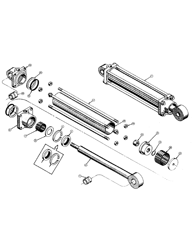 Схема запчастей Case 420B - (222) - 38464 HYDRAULIC STABILIZER CYLINDERS 