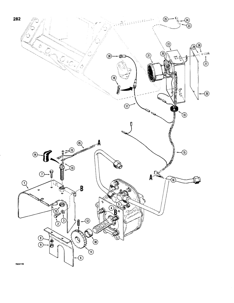 Схема запчастей Case 480C - (282) - PTO SHIELD AND SPEED INDICATOR (35) - HYDRAULIC SYSTEMS