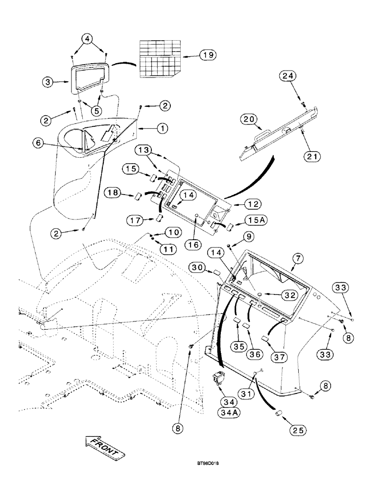 Схема запчастей Case 570LXT - (4-24) - SIDE INSTRUMENT PANEL AND COVERS (04) - ELECTRICAL SYSTEMS